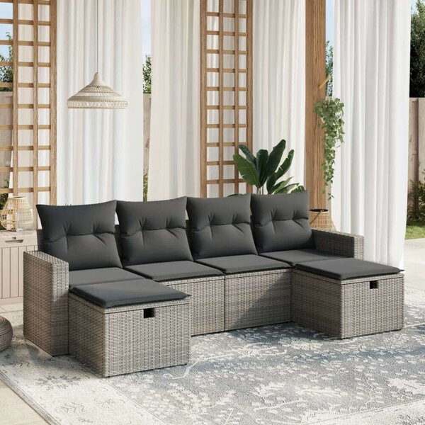 VidaXL Polyrattan Kerti Ülőgarnitúra - 6 részes - Szürke