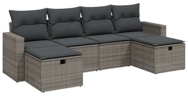 VidaXL Polyrattan Kerti Ülőgarnitúra - 6 részes - Szürke