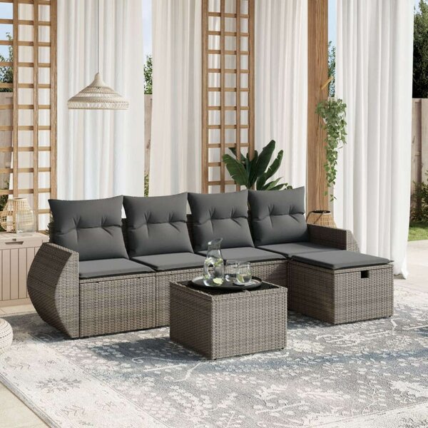 VidaXL Polyrattan Kerti Ülőgarnitúra - 6 részes - Szürke