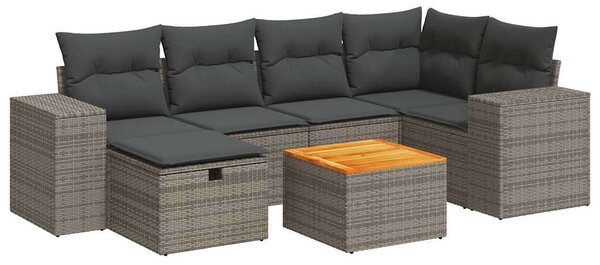 VidaXL Polyrattan Kerti Ülőgarnitúra - 7 részes - Szürke