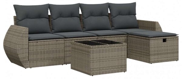 VidaXL Polyrattan Kerti Ülőgarnitúra - 6 részes - Szürke