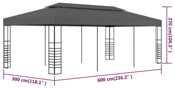 Antracitszürke pavilon 3 x 6 m