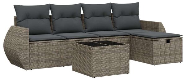 VidaXL Polyrattan Kerti Ülőgarnitúra - 6 részes - Szürke