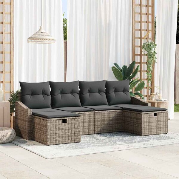 VidaXL Kanapé Szett párnával 6 pcs polirattan