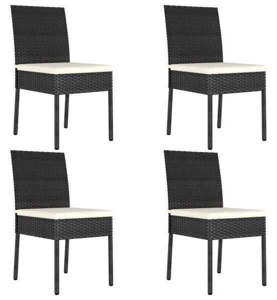 4 db fekete polyrattan kerti étkezőszék