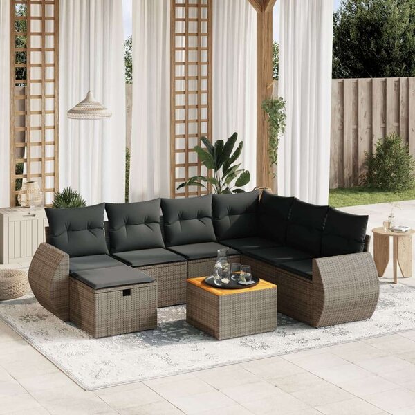 VidaXL Polyrattan Kerti Ülőgarnitúra - 8 részes - Szürke