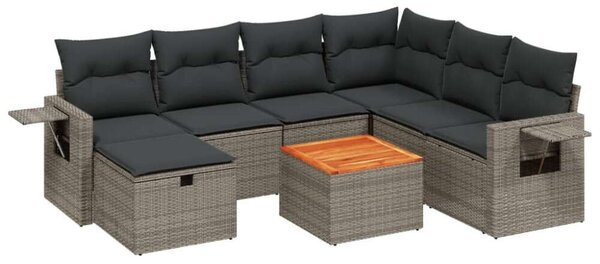 Polyrattan Kerti Ülőgarnitúra - 8 részes - Szürke
