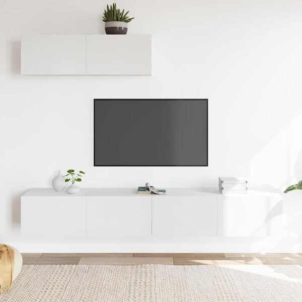 3 részes fehér szerelt fa TV-szekrényszett