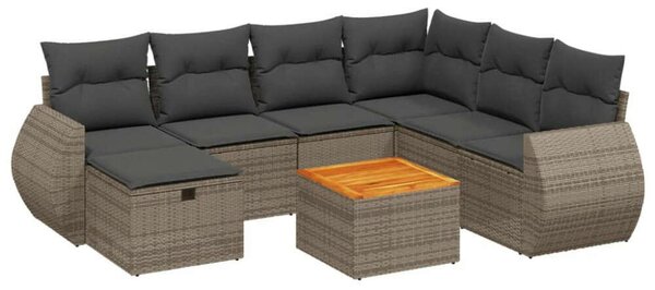 VidaXL Polyrattan Kerti Ülőgarnitúra - 8 részes - Szürke