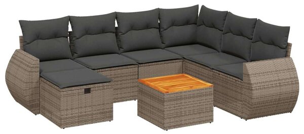 VidaXL Polyrattan Kerti Ülőgarnitúra - 8 részes - Szürke