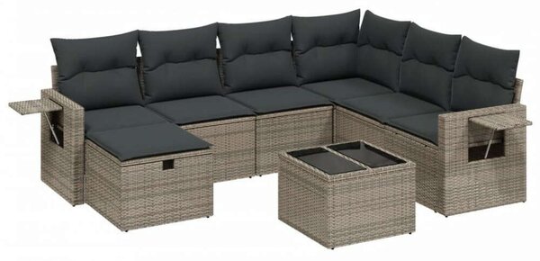 VidaXL Polyrattan Kerti Ülőgarnitúra - 8 részes - Szürke
