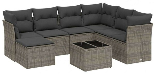 VidaXL Polyrattan Kerti Ülőgarnitúra - 8 részes - Szürke