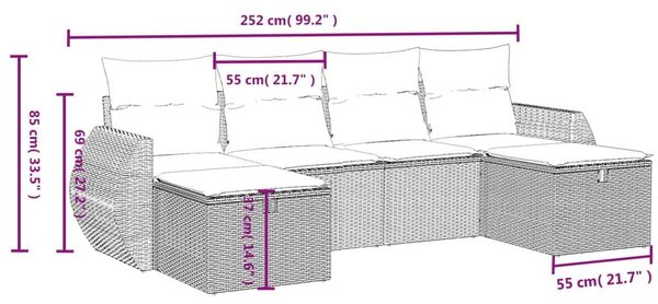 Polyrattan Kerti Ülőgarnitúra - 6 Részes Szett