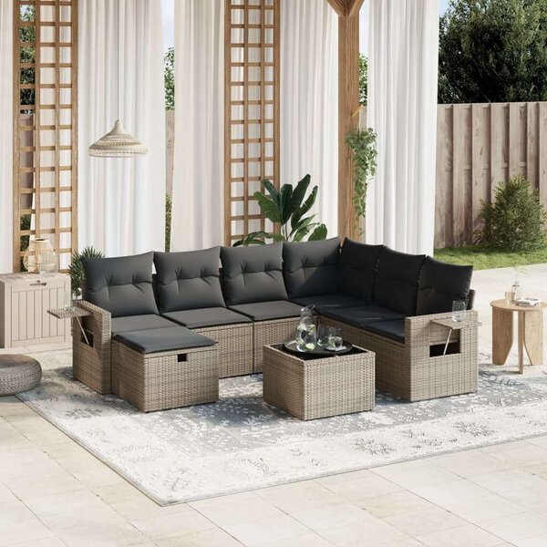 VidaXL Polyrattan Kerti Ülőgarnitúra - 8 részes - Szürke