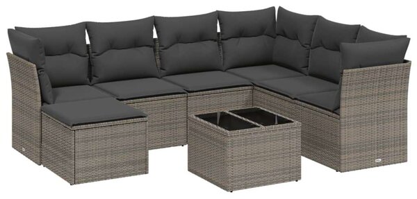 VidaXL Polyrattan Kerti Ülőgarnitúra - 8 részes - Szürke