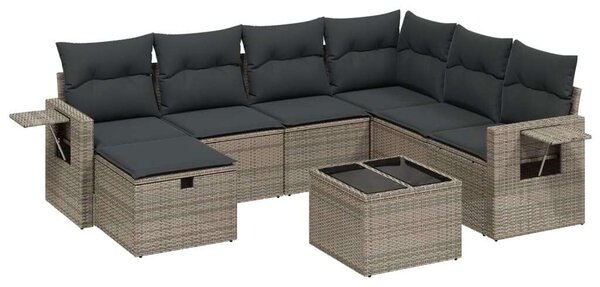 VidaXL Polyrattan Kerti Ülőgarnitúra - 8 részes - Szürke