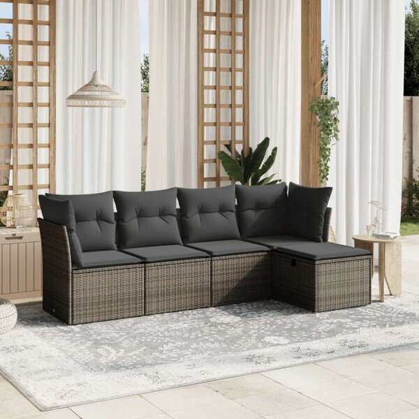 VidaXL Polyrattan Kerti Ülőgarnitúra - 5 részes - Szürke