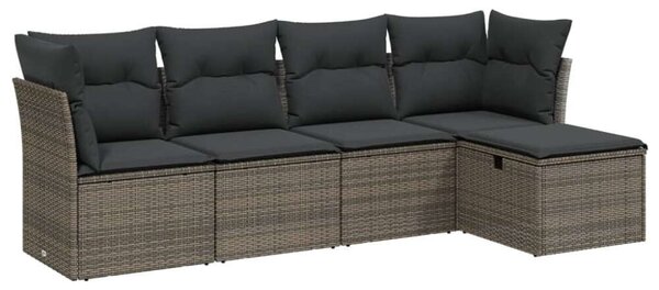 VidaXL Polyrattan Kerti Ülőgarnitúra - 5 részes - Szürke