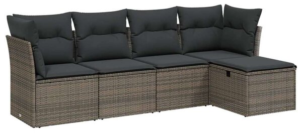 VidaXL Polyrattan Kerti Ülőgarnitúra - 5 részes - Szürke