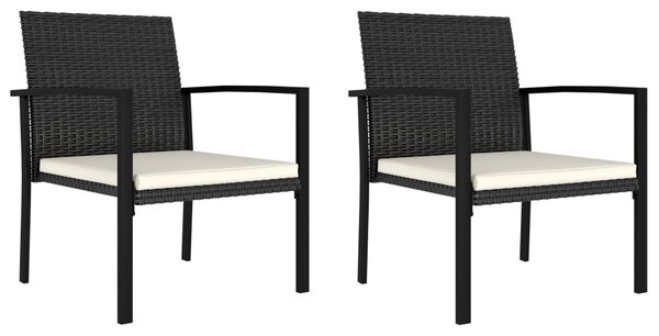 2 db fekete polyrattan kerti étkezőszék