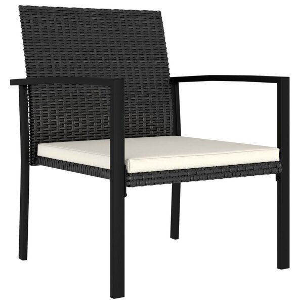 2 db fekete polyrattan kerti étkezőszék
