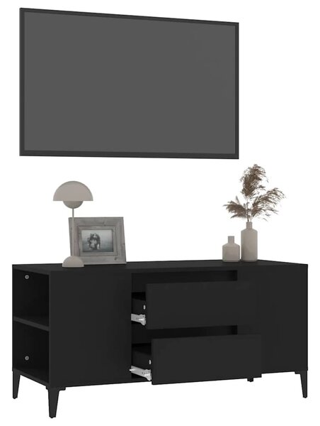 Fekete szerelt fa TV-szekrény 102x44,5x50 cm