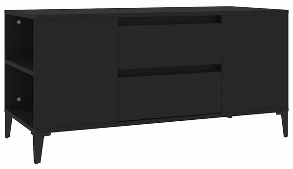 Fekete szerelt fa TV-szekrény 102x44,5x50 cm