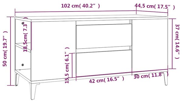 Fekete szerelt fa TV-szekrény 102x44,5x50 cm