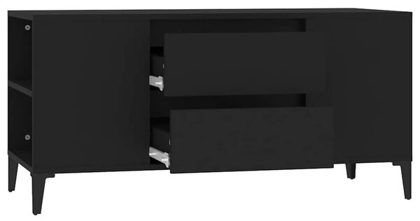 Fekete szerelt fa TV-szekrény 102x44,5x50 cm