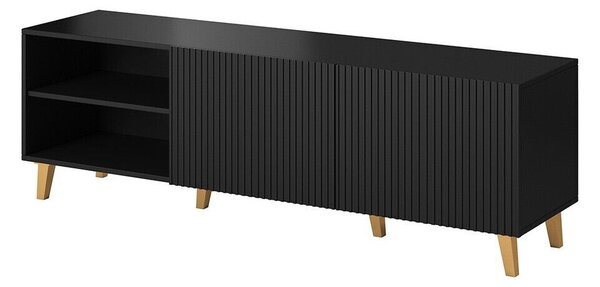 TV-állvány Dicto, Közepes sűrűségű farostlemez, Laminált forgácslap, 52x150x40cm, Fekete, Aranysárga