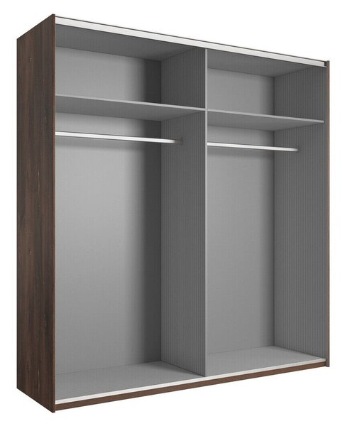 Gardróbszekrény Felelie 100, Laminált forgácslap, 213x200x64cm, Matt fekete, Réz, Rusztikus sötét tölgy