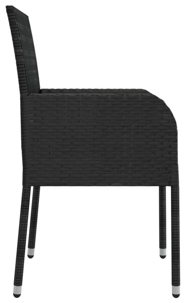 4 db fekete polyrattan kerti szék párnával