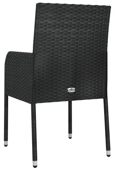 4 db fekete polyrattan kerti szék párnával