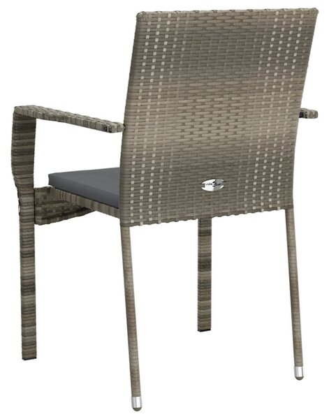 4 db szürke polyrattan kerti szék párnával