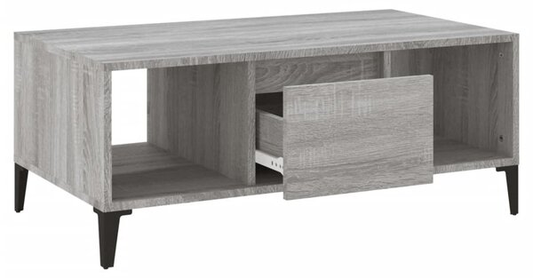 Szürke sonoma színű szerelt fa dohányzóasztal 90 x 50 x 36,5 cm