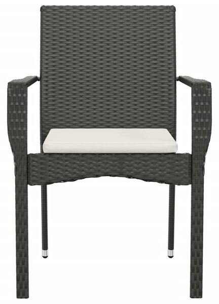 2 db fekete polyrattan kerti szék párnával