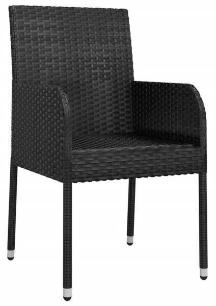 4 db fekete polyrattan kerti szék párnával