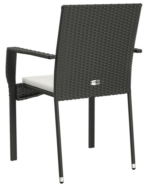 2 db fekete polyrattan kerti szék párnával