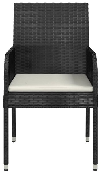 4 db fekete polyrattan kerti szék párnával