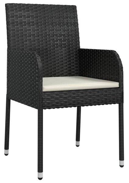 4 db fekete polyrattan kerti szék párnával