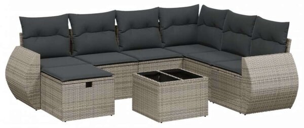 VidaXL Polyrattan Kerti Ülőgarnitúra - 8 részes - Szürke