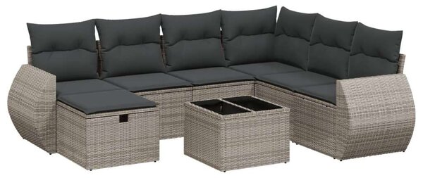 VidaXL Polyrattan Kerti Ülőgarnitúra - 8 részes - Szürke