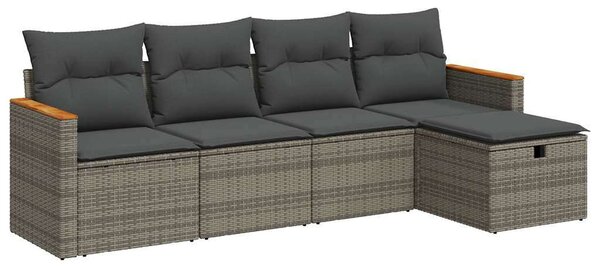 VidaXL Polyrattan Kerti Ülőgarnitúra - 5 részes - Szürke