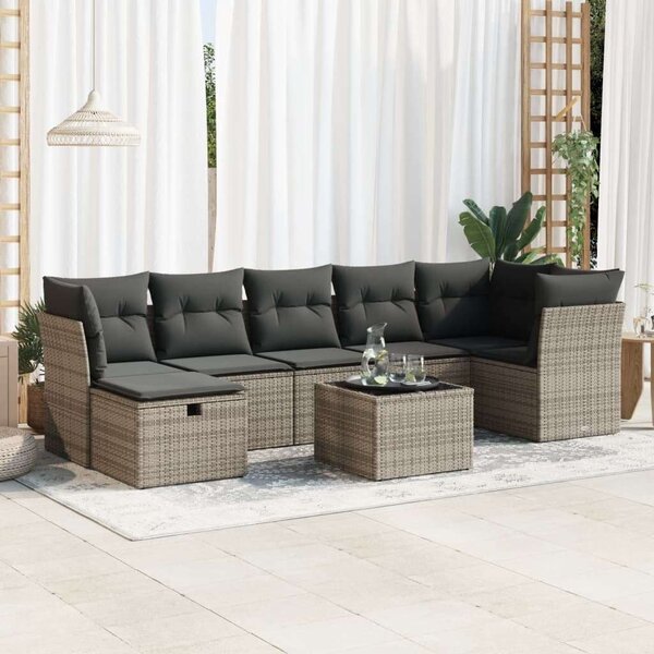 VidaXL Polyrattan Kerti Ülőgarnitúra - 8 részes - Szürke