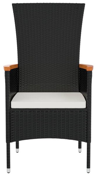 2 db fekete polyrattan kerti szék párnával
