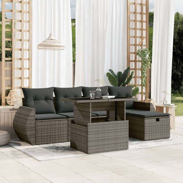 VidaXL Polyrattan Kerti Ülőgarnitúra - 6 részes - Szürke