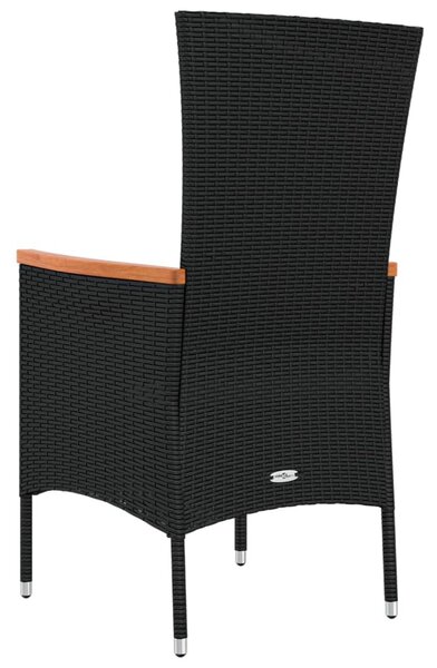 2 db fekete polyrattan kerti szék párnával