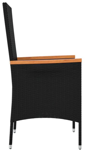 2 db fekete polyrattan kerti szék párnával