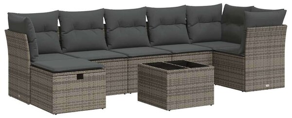 VidaXL Polyrattan Kerti Ülőgarnitúra - 8 részes - Szürke