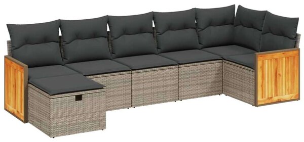 Polyrattan Kerti Ülőgarnitúra - 7 részes - Szürke
